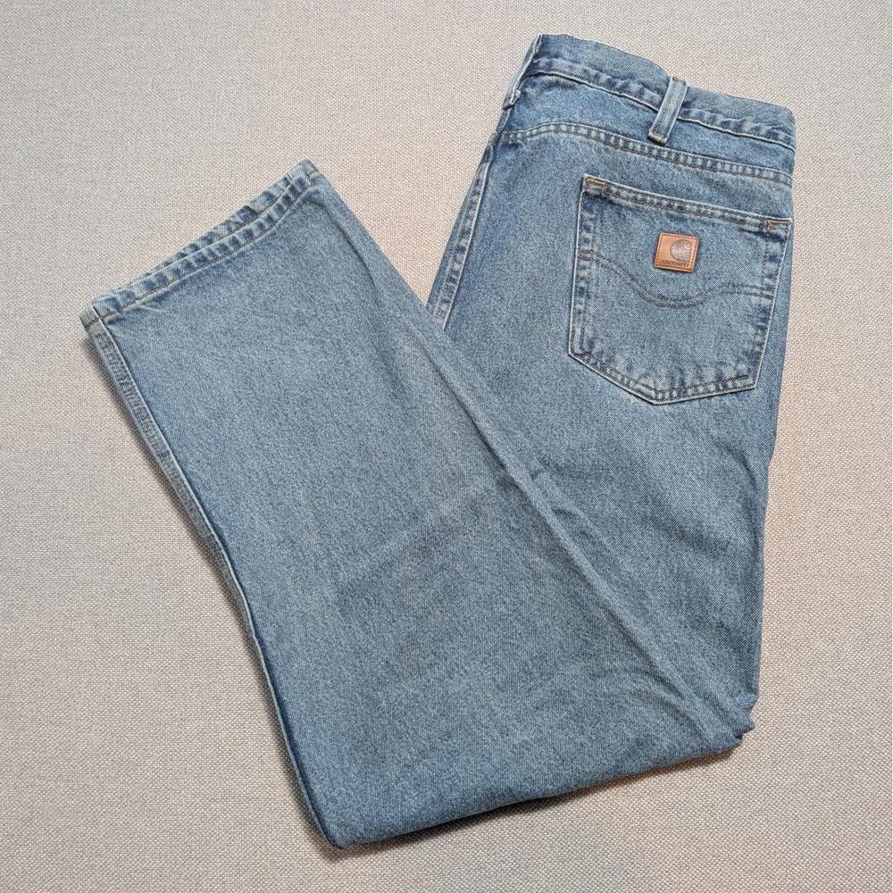 Carhartt Men's 40x32 Relaxed Fit Light Wash 100% Cotton Jeans Denim Workwear
